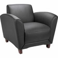 Lorell Accession Club Chair - Black Seat Color - Leather Seat Material - Black Back Color - Leather Back Material - Four-legged Base - 1 Each