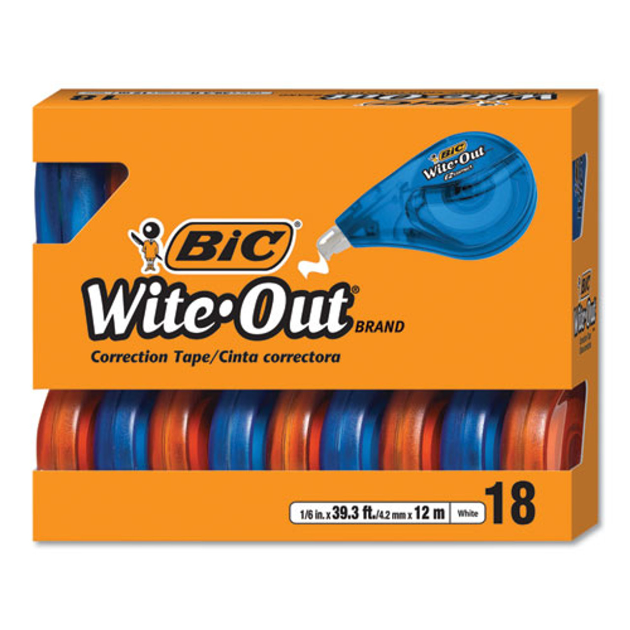 1/6 x 400 BIC Wite-Out EZ Correct Correction Tape Non-Refillable 4/Pack 