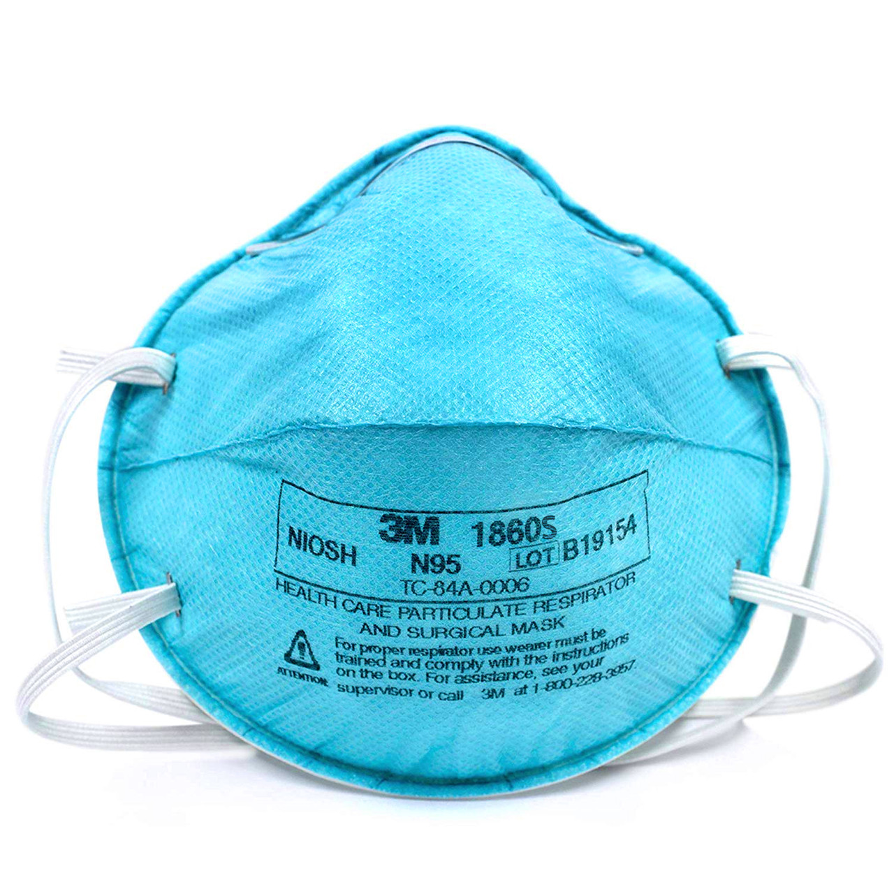 3M™ N95 1860 Health Care Surgical Respirator. 5-Pack. 99+% Filtration  Efficiency. Size: Regular or Small