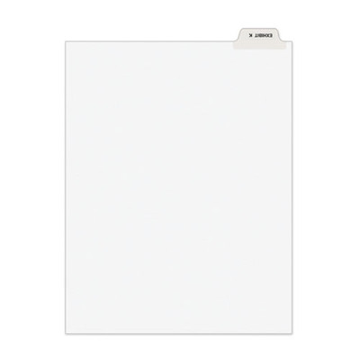Avery-style Preprinted Legal Bottom Tab Divider, Exhibit K, Letter, White, 25/pk Avery-style Preprinted Legal Bottom Tab Divider, Exhibit K, Letter, White, 25/pk