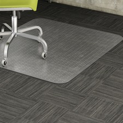 Lorell Low-pile Chairmat - Carpeted Floor - 60" Length x 46" Width x 0.112" Thickness - Rectangular - Vinyl - Clear - 1 Each