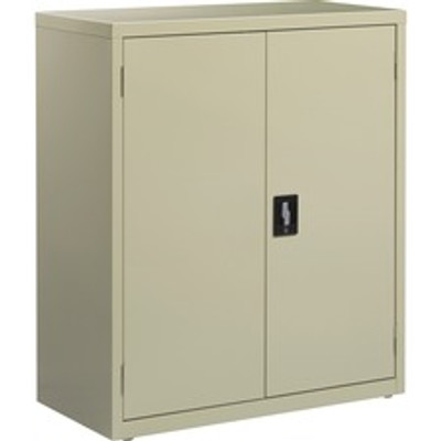 Lorell Fortress Series Storage Cabinets - 18" Width x 36" Depth x 42" Height - 3 x Shelf(ves) - Recessed Locking Handle, Hinged Door, Durable, Adjustable Shelf - Putty - Powder Coated - Steel - Recycled