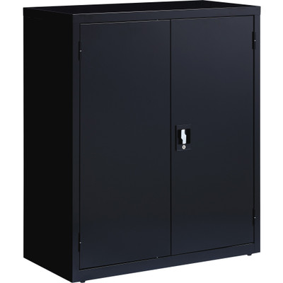 Lorell Fortress Series Storage Cabinet - 36" Width x 18" Depth x 42" Height - 3 x Shelf(ves) - Recessed Locking Handle, Hinged Door, Durable - Black - Powder Coated - Steel - Recycled