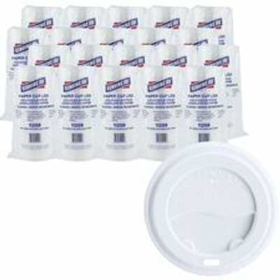 Genuine Joe Hot Cup Protective Lids - Polystyrene - White - 50/Pack - 20 / Carton
