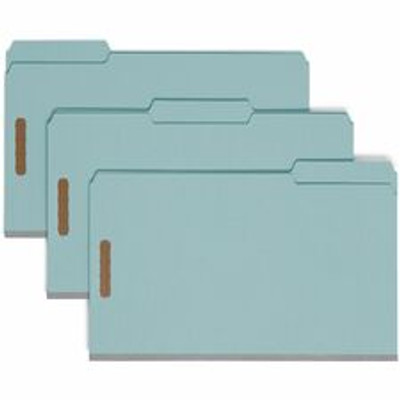 Smead 1/3 Tab Cut Legal Recycled Fastener Folder - 9 1/2" x 14 5/8" - 3" Expansion - 2 x 2K Fastener(s) - Folder - Assorted Tab Position - 1 Plys - Pressboard - Blue - 100% Recycled - 25 / Box