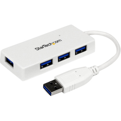 StarTech.com Portable 4 Port SuperSpeed Mini USB 3.0 Hub - White - USB - External - 4 USB Port(s) - 4 USB 3.0 Port(s) - PC, Mac