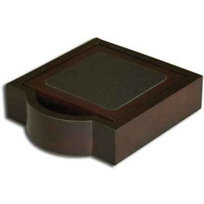 Dacasso Walnut & Leather Coaster Set - 4 Coaster of 4" Length x 4" Width - Square - Black - Top Grain Leather, Walnut, Wood - 1Each