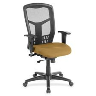 Lorell Executive Mesh High-back Swivel Chair - Canyon Nugget Seat Color - Vinyl Seat Material - Black Back Color - Mesh Back Material - High Back - Armrest - 1 Each