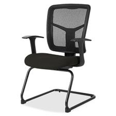 Lorell ErgoMesh Series Mesh Back Guest Chair with Arms - Perfection Black Seat Color - Mesh, Fabric Seat Material - Black Back Color - Mesh Back Material - Cantilever Base - Black - 1 Each
