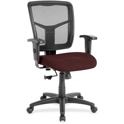 Lorell Ergomesh Managerial Mesh Mid-back Chair - Perfection Burgundy Seat Color - Fabric Seat Material - Black Back Color - Black Frame Color - 5-star Base - 1 Each