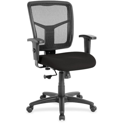 Lorell Ergomesh Managerial Mesh Mid-back Chair - Perfection Black Seat Color - Fabric Seat Material - Black Back Color - Black Frame Color - 5-star Base - 1 Each