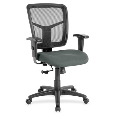 Lorell Ergomesh Managerial Mesh Mid-back Chair - Expo Fog Seat Color - Fabric Seat Material - Black Back Color - Black Frame Color - 5-star Base - 1 Each