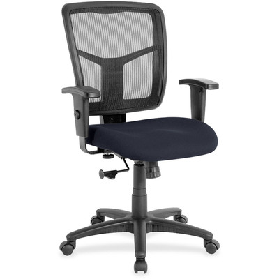 Lorell Ergomesh Managerial Mesh Mid-back Chair - Perfection Navy Seat Color - Fabric Seat Material - Black Back Color - Black Frame Color - 5-star Base - 1 Each