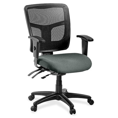 Lorell ErgoMesh Series Managerial Mesh Mid-Back Chair - Expo Fog Seat Color - Fabric Seat Material - Black Back Color - Black Frame Color - 5-star Base - Black - 1 Each