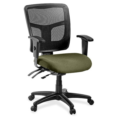 Lorell ErgoMesh Series Managerial Mesh Mid-Back Chair - Expo Leaf Seat Color - Fabric Seat Material - Black Back Color - Black Frame Color - 5-star Base - Black - 1 Each