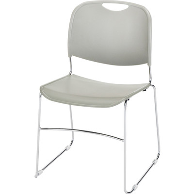Lorell Lumbar Support Stacking Chair - Gray Seat Color - Polymer Seat Material - Gray Back Color - Polymer Back Material - Chrome Frame Color - Metal Frame Material - Gray - 4 / Carton