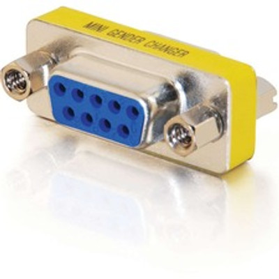 C2G DB-9 Mini Gender Changer - 1 x 9-pin DB-9 Serial Female - 1 x 9-pin DB-9 Serial Female - Silver, Yellow - 1 Each