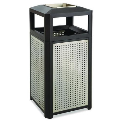 Ashtray-top Evos Series Steel Waste Container, 38 Gal, Black