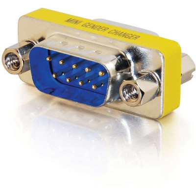 C2G DB-9 Mini Gender Changer - 1 x 9-pin DB-9 Serial Male - 1 x 9-pin DB-9 Serial Male - Silver, Yellow - 1 Each