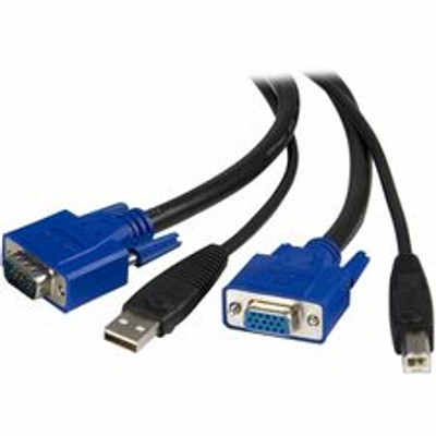 StarTech.com 15 ft 2-in-1 Universal USB KVM Cable - 15 ft KVM Cable for KVM Switch - Black - 1 Each