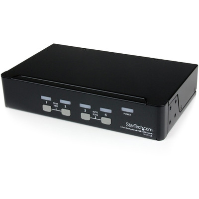 StarTech.com 4 Port Professional VGA USB KVM Switch with Hub - 4 Computer(s) - 1 Local User(s) - 1920 x 1440 - 8 x USB - 5 x VGA - 1U - Rack-mountable, Desktop - TAA Compliant