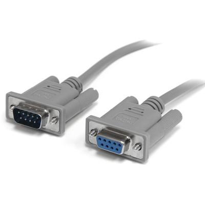 StarTech.com Serial Null Modem Cable - 10 ft Serial Data Transfer Cable for PC, Modem, Printer - First End: 1 x 9-pin DB-9 Serial - Female - Second End: 1 x 9-pin DB-9 Serial - Male - 28 AWG - Gray - 1 Each