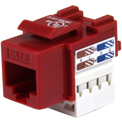 StarTech.com 110 Punch Type Category 6 Keystone Jack - Red - 1 x RJ-45 Network Female - Red
