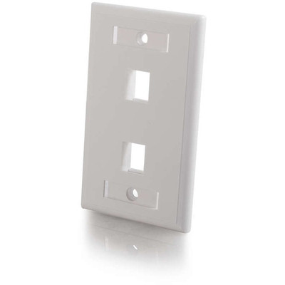 C2G 2 Socket Keystone Network/Multimedia Faceplate - 2 x Total Number of Socket(s) - 1-gang - Flush Mount - White - 1 Each
