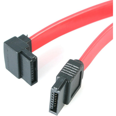 StarTech.com 18in SATA to Left Angle SATA Cable - 1.50 ft SATA Data Transfer Cable for Hard Drive, Computer Case, Server, Workstation - First End: 1 x 7-pin SATA 3.0 - Female - Second End: 1 x 7-pin SATA 3.0 - Female - 6 Gbit/s - Red - 1 Each