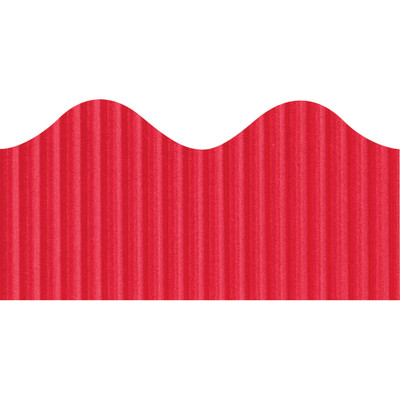 Bordette Decorative Border - Rectangle with Scalloped Trim Shape - Pin-up - Flame - Fadeless - 4" Height x 2.25" Width x 600" Length - Dark Red - Paper - 1 Roll