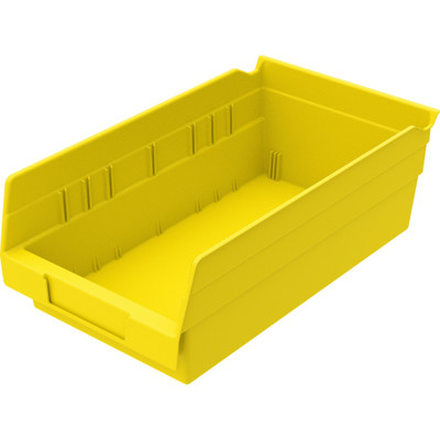 Akro-Mils Economical Storage Shelf Bins - 4" Height x 6.60" Width x 11.60" Depth - Water Proof, Label Holder, Durable, Grease Resistant, Oil Resistant - Yellow - Polymer - 1 Each