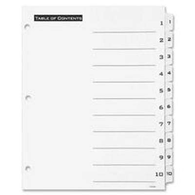 Avery&reg; Office Essentials Table 'n Tabs Dividers - Printed Tab(s) - Digit - 1-10 - 8.5" Divider Width x 11" Divider Length - Letter - 3 Hole Punched - White Paper Divider - White Tab(s) - Reinforced, Reinforced - 10 / Set