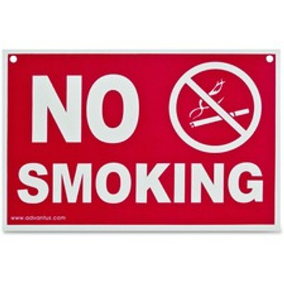 Advantus No Smoking Wall Sign - Print/Message "No Smoking" - 8" Width x 12" Height - Weather Resistant - Plastic - Red, White - 1 Each