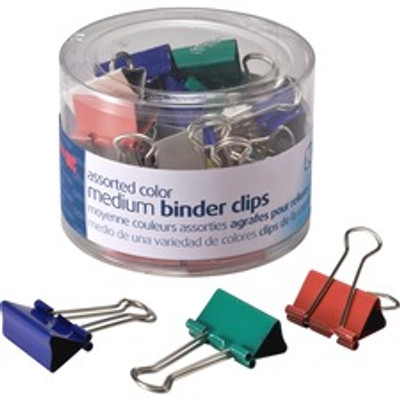Officemate Binder Clips - Medium - 0.63" Size Capacity - Assorted - 24 / Pack