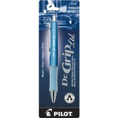 Pilot Dr. Grip Retractable Gel Rollerball Pens - 0.7 mm Fine Pen Point - Refillable - Retractable - Black Ink - Gel-based - Ice Blue Barrel - 1 Each