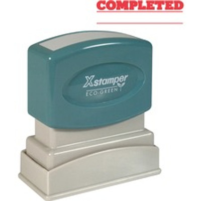 Xstamper COMPLETED Stamp - Message Stamp - COMPLETED - 0.50" Impression Width x 1.63" Impression Length - 100000 Impression(s) - Red - Recycled - 1 Each