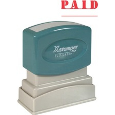 Xstamper PAID Title Stamp - Message Stamp - PAID - 0.50" Impression Width x 1.62" Impression Length - 100000 Impression(s) - Red - Recycled - 1 Each