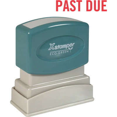 Xstamper PAST DUE Title Stamp - Message Stamp - PAST DUE - 0.50" Impression Width x 1.62" Impression Length - 100000 Impression(s) - Red - Recycled - 1 Each