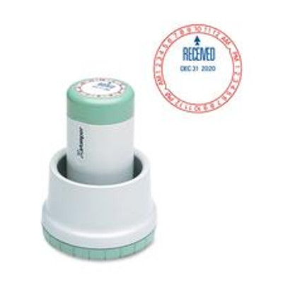 Xstamper XpeDater RECEIVED Rotary Time Stamp - Message/Date & Time Stamp - RECEIVED - 1.75" Impression Diameter - Red, Blue - 1 Each