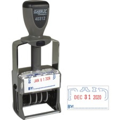 Xstamper Heavy-duty PAID Self-Inking Dater - Message/Date Stamp - PAID - Blue, Red - Metal, Plastic Metal - 1 Each