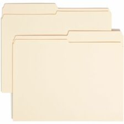 Smead 1/2 Tab Cut Letter Recycled Top Tab File Folder - 8 1/2" x 11" - 3/4" Expansion - Top Tab Location - Assorted Tab Position - 11 pt. - 2 Plys - Manila - Reinforced, Durable, Reinforced Tab, Rounded Corner - 10% Recycled - 100 / Box