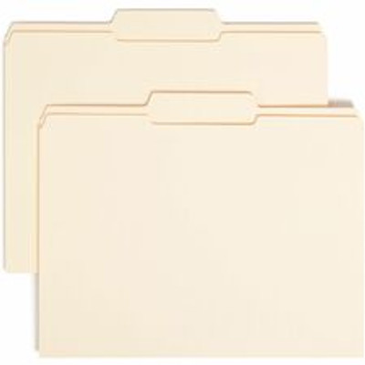 Smead 1/3 Tab Cut Letter Recycled Top Tab File Folder - 8 1/2" x 11" - 3/4" Expansion - Top Tab Location - Center Tab Position - 11 pt. - 2 Plys - Manila - Reinforced, Durable, Reinforced Tab, Rounded Corner - 10% Recycled - 100 / Box