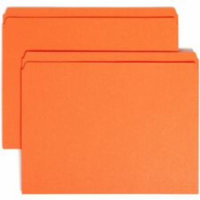 Smead Colored Straight Tab Cut Letter Recycled Top Tab File Folder - 8 1/2" x 11" - 3/4" Expansion - 11 pt. - 2 Plys - Orange - Reinforced Tab - 10% Recycled - 100 / Box