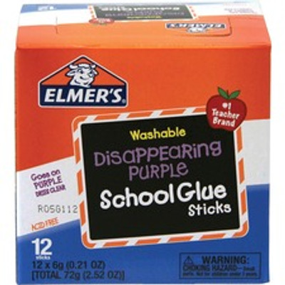 Elmer's Washable Nontoxic Glue Sticks - 0.21 oz - Purple - 12 / Box