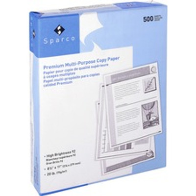 Sparco Multipurpose Copy Paper - 92 Brightness - Letter - 8 1/2" x 11" - 20 lb Basis Weight - Sustainable Forestry Initiative (SFI) - Acid-free - White - 500 Sheets per Ream - 10 / Carton
