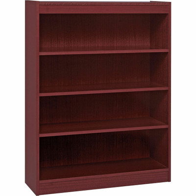 Lorell Panel End Hardwood Veneer Bookcase - 36" Width x 12" Depth x 48" Height - 4 x Shelf(ves) - 440 lb Load Capacity - Mahogany - Laminate - Wood - Assembly Required