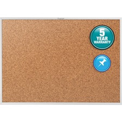 Quartet Classic Series Bulletin Board - 48" Board Height x 72" Board Width - Brown Natural Cork Surface - Heavy-gauge, Self-healing, Heavy Duty - Silver Aluminum Frame - 1 Each