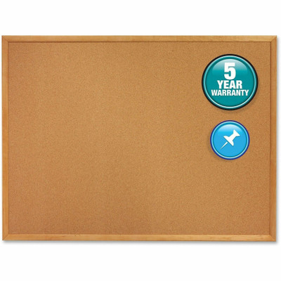 Quartet Classic Series Cork Bulletin Board - 36" Board Height x 60" Board Width - Brown Natural Cork Surface - Self-healing, Flexible, Durable - Oak Frame - 1 Each