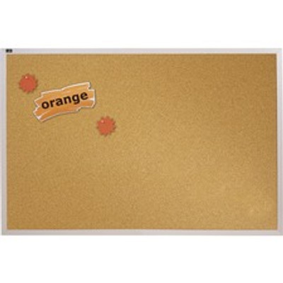 Quartet Bulletin Board - 48" Board Height x 72" Board Width - Brown Natural Cork Surface - Silver Aluminum Frame - 1 Each