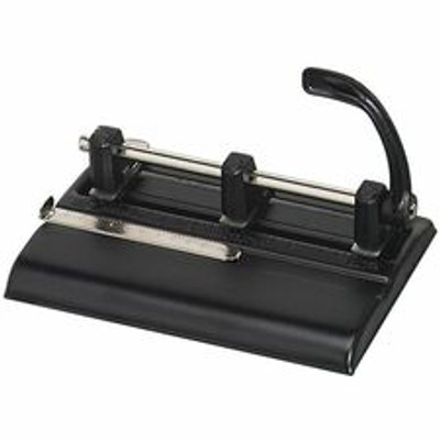 Master 1325B Hole Punch - 3 Punch Head(s) - 40 Sheet of 20lb Paper - 9/32" Punch Size - Round Shape - Steel - Black